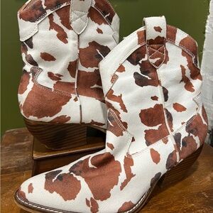 Stylish Cow Print Ankle Booties